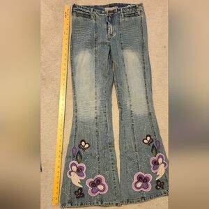 Crest Blue Denim Jeans with Brown Button